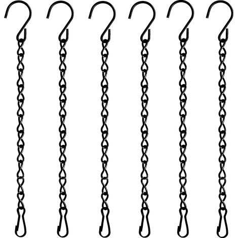 Lot de 6 chaînes de suspension noires - 25 cm robustes à utiliser sur des pots de fleurs, des mangeoires, des lanternes, des panneaux d'affichage, (1/5)