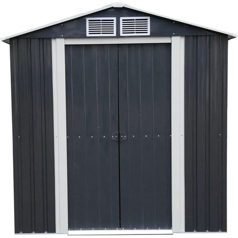 Casetta da Giardino in Acciaio Zincato 195x131 cm Doppia Porta Box (1/4)