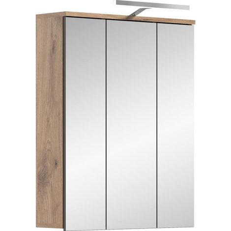 Mason Spiegelschrank Bad 3 Türen mit Licht Eiche dekor.