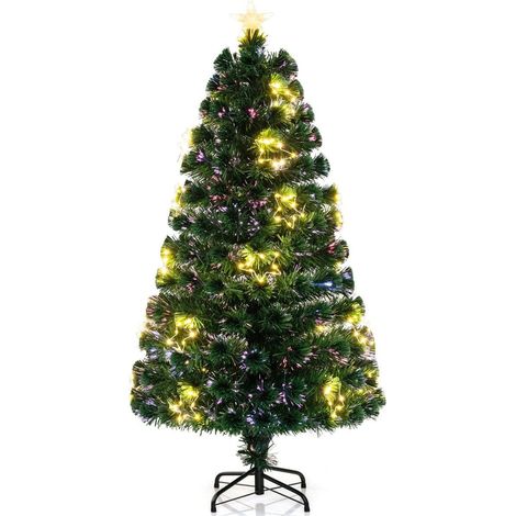 150 cm kunstlicher weihnachtsbaum aus glasfaser mit beleuchtung tannenbaum