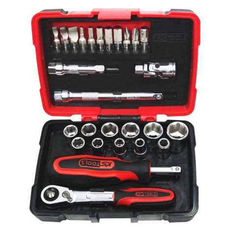 Set di bussole e accessori ULTIMATE KS TOOLS 1/4'', 27 pezzi