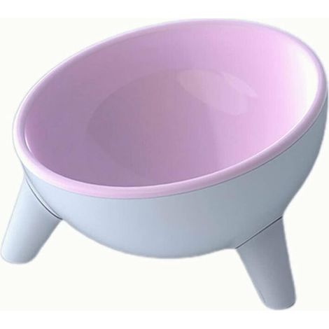 Gamelle pour animaux de compagnie, en plastique, pour chiens et chats - Gamelle surélevée et inclinée - Anti-refoulement - Rose (1/5)