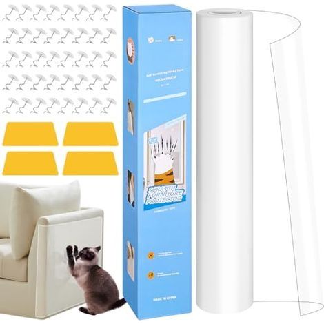 Protection Canapé Chat Anti Griffe, Film Protecteur Autocollant 800 x 40cm, Transparent Protège Canapé Griffes Chat pour s, Porte & Mur, Efficace Film Anti-Rayures pour Chats (1/5)