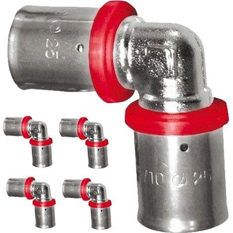 5 Stück Winkelstücken für 20 mm Mehrschichtrohre, Verwendung mit Crimpmaschine, grau