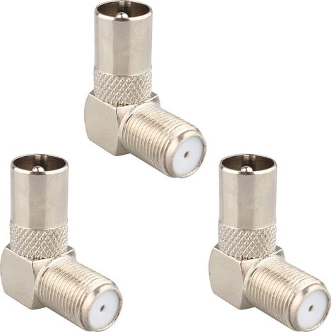 Lot de 3 Connecteurs Coaxiaux Mâles à Angle Droit pour Antenne TV vers Prise F Coudée à 90 Degrés - Convertissez le Câble Existant en Connecteur à Angle Droit pour Décodeur Numérique (1/5)