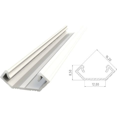 AL12-GLC1-LW-1000: Eckprofil aus Aluminium, weiß lackiert, 1000 mm