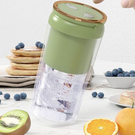 Mini exprimidor automático multifuncional portátil recargable por USB de 300 ml, color verde claro, para el hogar y la oficina - [Licuadora portátil] + [Recargable por USB] + [Automático] + [300 ml, c (1/5)