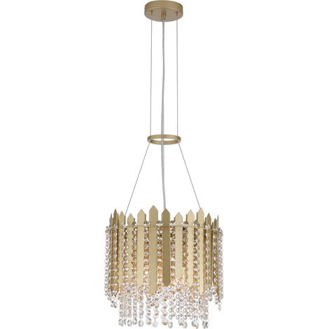 Searchlight Spear Suspension à 5 lumières, dorée, cristal transparent, 5 douilles E27 (1/5)
