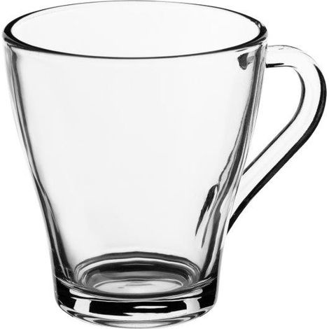 Glasbecher mit Henkel, lila Glasbecher, 250 ml, glatt, transparent, für Kaffee oder Tee