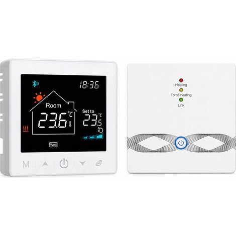 Thermostat intelligent Wi-Fi pour chauffage au sol et chaudière, sans fil RF433, contrôle par application, à piles, blanc, R9BW&RC9 (1/5)
