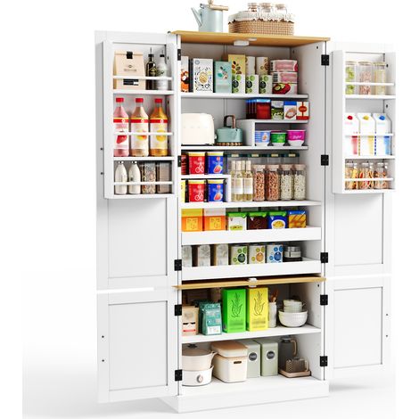 Armadio da cucina alto 80x40x180 cm in MDF bianco con luce con sensore - CHICFURN (1/5)