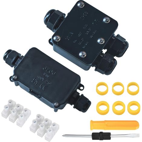 Boîte de Jonction étanche IP68 Boîte de Dérivation Etanche Electrique Exterieur 3 Voies pour Câble Ø4mm-9mm, Ø9mm-15mm, Boîtier de Projet Extérieur PG9 Connecteur de Câble 2 Voies Connexions