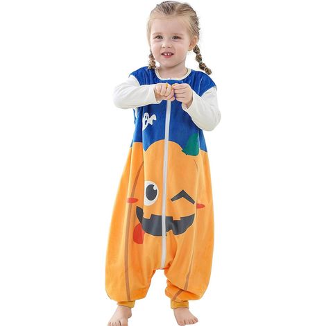 1 gigoteuse sans manches, automne/hiver, motif citrouille, jambes fendues, pour bébé 1 à 6 ans (1/5)