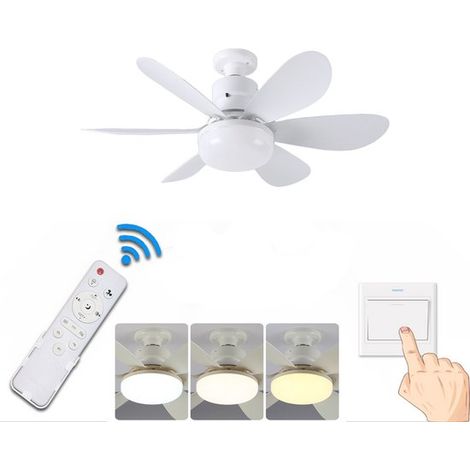 Ventilateur de plafond - Blanc mat - Ampoule 15 W incluse - Interrupteur indépendant - Télécommande - Intensité lumineuse réglable - Veilleuse (1/5)