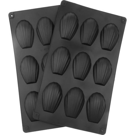 Moule À Madeleines - Moule En Silicone 9 Alvéoles - 29,3 x 17 x 1,5 cm - Pour Gâteaux Chocolats Et Biscuits - 2 Pièces (1/5)