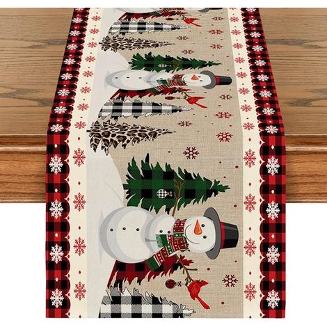Camino de mesa navideño,33 × 180 cm,caminos de mesa navideños,caminos de mesa para interior y exterior,mesa de comedor de invierno (1/5)