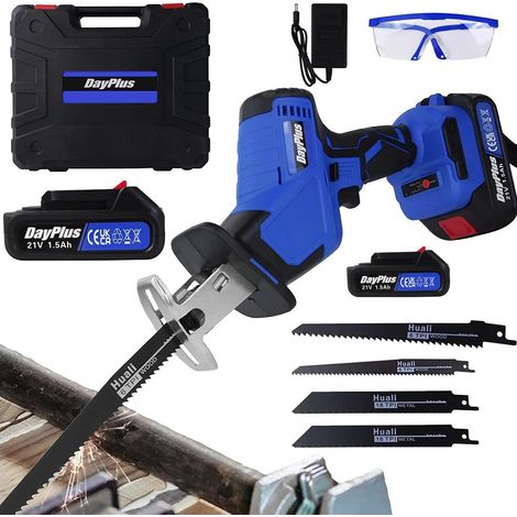 Scies électriques sans fil-coupe au sabre avec Batterie 21V Power Tool 4 PCS Lames de scie idéal pour la Coupe du bois, du PVC et du métal (W/2 batteries)