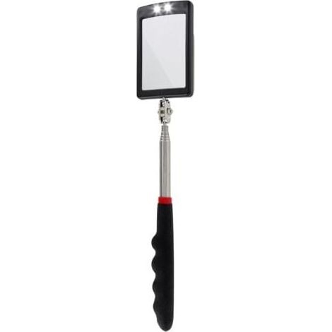 Miroir télescopique à LED ultra fin - Batterie incluse - Très clair - Extensible jusqu'à 88 cm - Double rotule - Poignée antidérapante (1/4)