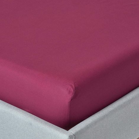 HOMESCAPES Plum Egyptian Cotton Deep Fitted Sheet 200 Thread Count, King - Plum