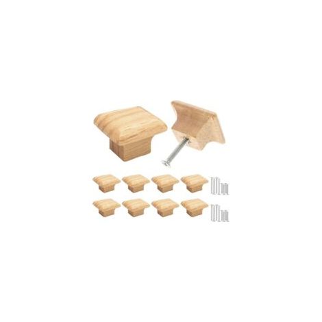 Tiradores de madera para muebles, pomos para muebles, pomos cuadrados de madera para cajones, pomos de 30 mm para puertas de armarios, cómodas, roperos y muebles, con tornillos a juego.