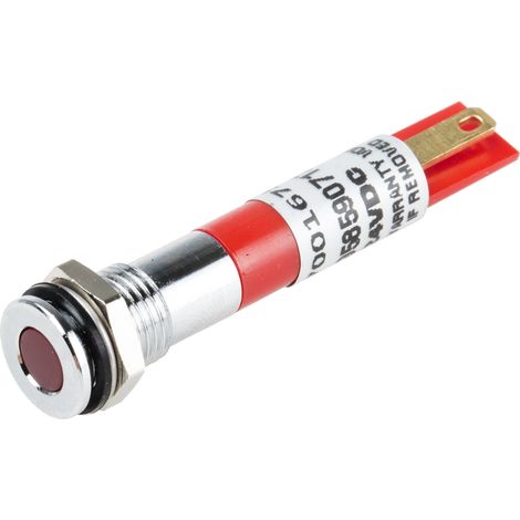 Voyant LED lumineux Rouge RS PRO, dia. 8mm, 24V c.c., IP67 ( Prix pour 1 ) (1/2)