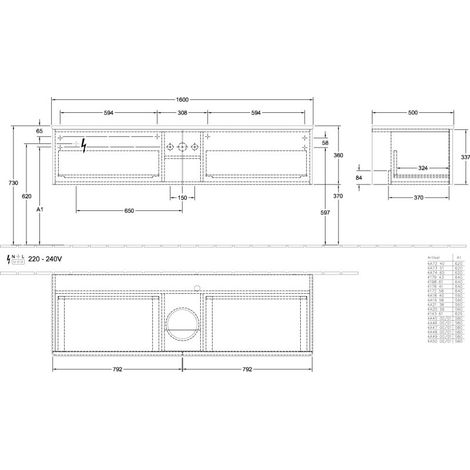 Villeroy & Boch L36050HJ WTUS Antao L365 1600x360x500mm