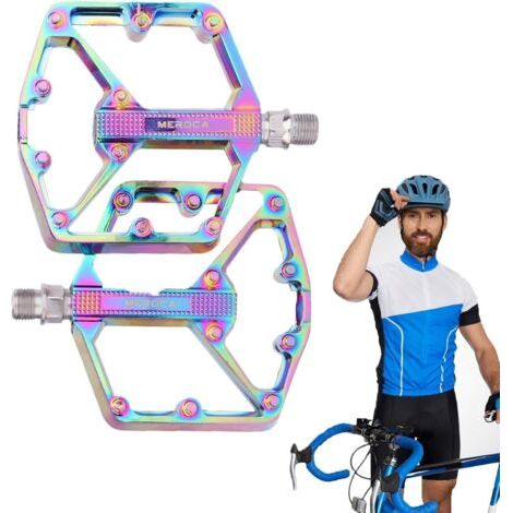 Pédales de vélo, pédales de vélo de route, pédales plates, pédales automatiques pour VTT, pédales plates double face pour vélo de route et vélo d'appartement avec roulements étanches (1/5)