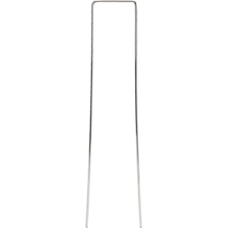 100 Stück U-förmige Gartenpfähle aus verzinktem Stahl für Unkrautbekämpfung und Rasendekoration, Rauheit 2,5 mm / 0,10 Zoll (1/5)