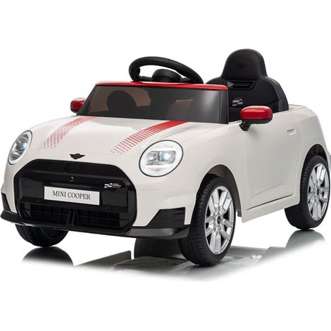 Macchina Elettrica per Bambini Licenza Ufficiale Mini Cooper S Cabrio 12V Sedili in Pelle e Telecomando Bianco (1/5)