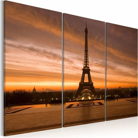 Tableau coucher de soleil sur la tour eiffel - 90 x 60 cm