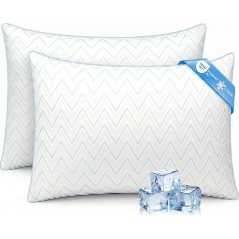 Lot De 2 Oreillers 50x70 cm Konsoefuly, Taie Fraîche Aérée, Rembourrage Polyester 7D, Ultra Doux, Idéal Pour Un Sommeil Sain