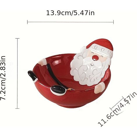 Saladiers en céramique de style nordique - Bols de service faits à la main avec motif de Père Noël en relief pour la soupe, les pâtes, la vaisselle de (1/5)