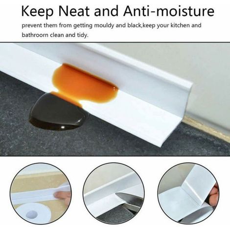 Joint Etancheite Auto-Adhesif - Bande Silicone PE Blanc - Pour Salle De Bain Et Cuisine - 3 2 M X 3 8 Cm (1/4)