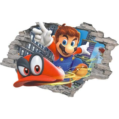 Sticker mural 3D Super Mario pour chambre d'enfant, décoration murale autocollante