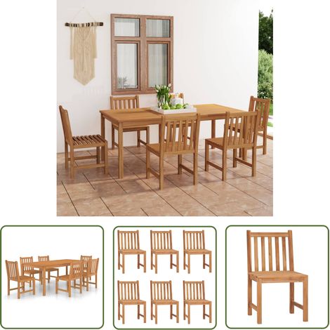 The Living Store Ensemble à manger de jardin 7 pcs Bois de teck solide - Ensemble Salon De Jardin - Mobilier De Jardin - Table De Jardin - Chaises De Jardin - Teck (1/5)