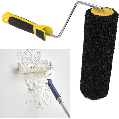 (noir)Rouleau de mastic mural flexible en nylon de,idéal pour le plâtrage et la réalisation de motifs texturés.Outils de peinture faciles à nettoyer. (1/5)