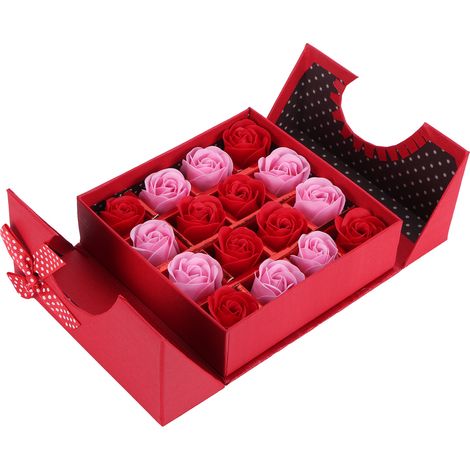 Coffret cadeau innovant en PE avec rose, idéal pour un anniversaire, un mariage ou la Saint-Valentin. Dégradé rouge. (1/5)