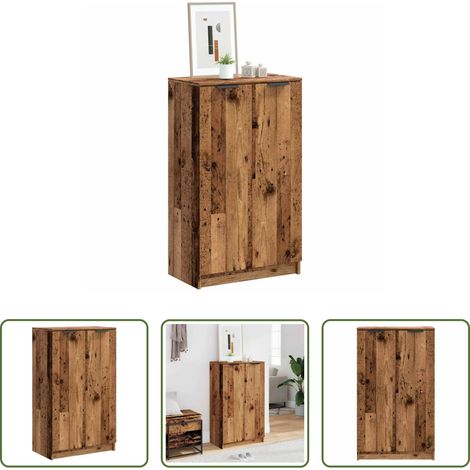 Rangement chaussures - Armoire à chaussures vieux bois 59x35x100,5cm bois d'ingénierie (1/5)