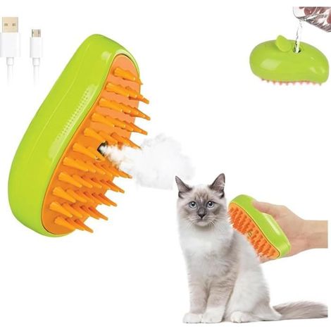 Brosse à vapeur - 3 en 1 - Application multifonctionnelle - Dents en silicone - Pour chats et chiens (1/4)