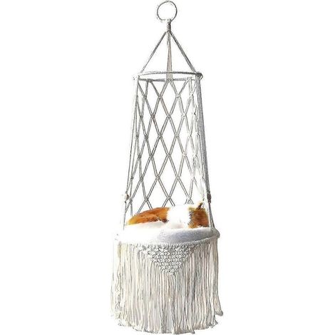 Hamac pour chat fait main, suspendu en coton, pour intérieur, mur, balcon ou fenêtre. (1/5)