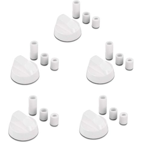 Lot de 5 Bouton, Diamètre 42 mm, Adaptateur 6 mm et 8 mm, Plastique, Cuisinière Four (1/4)