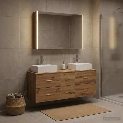vidaXL Bathroom Furniture Set 4 pcs Artisan Oak (1/5)