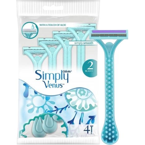 Gillette Simply Venus 2 Einwegrasierer für Frauen, 4er-Pack (1/5)