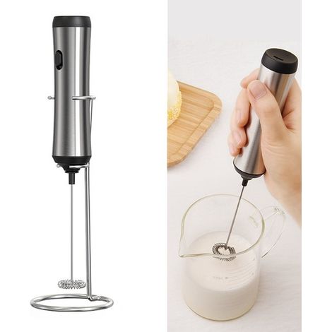 Montalatte elettrico, montalatte manuale, montalatte in acciaio inox, 23,7 x 6,8 cm, ricaricabile, include supporto per la preparazione (1/5)