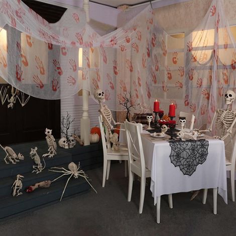 Gaze rouge sang de 5 mètres pour Halloween, moustiquaire à empreintes de mains rouge sang, nappe rouge sang, décoration d'ambiance bar/KTV (OPP) (1/5)