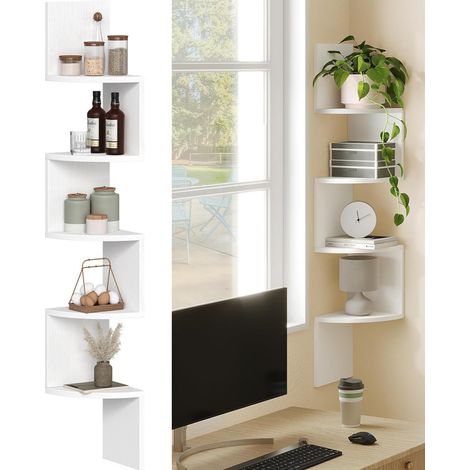 LEDANDER Étagères de rangement murales,étagères murales pour chambres et salons,étagères d'angle,porte-plantes,bibliothèques à4niveaux et étagères de rangement (1/5)