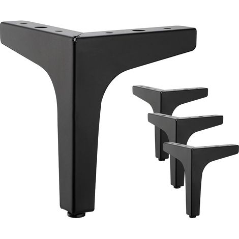 Ein Set aus 4 silberfarbenen (schwarzen) Metall-Möbelfüßen mit einer Länge von 15 cm, geeignet für Schränke, Sofas, Couchtische, TV-Ständer und andere Möbel. (1/5)