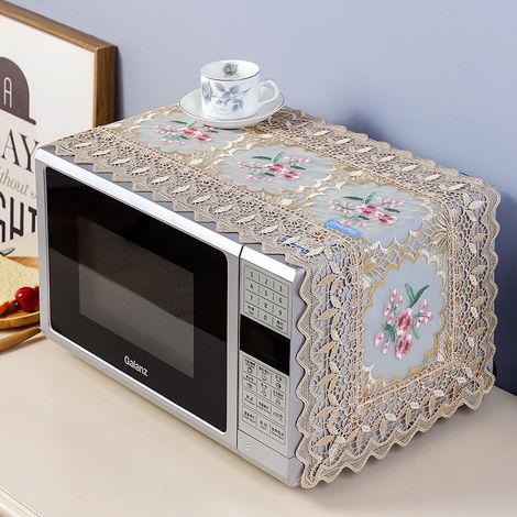 Khaki A piece of microwave oven protective cover, lace microwave oven protective cover (1/4)
