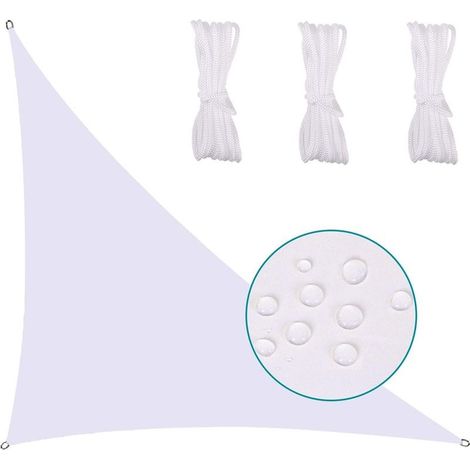 Voile D'Ombrage Triangle ImperméAble Toile Tendue Protection des Rayons UV Tissu ImperméAble RéSistant Aux IntempéRies SèChe Rapidement pour Jardin Parcs Pelouses,2.4X2.4X2.4m,Blanc (1/5)