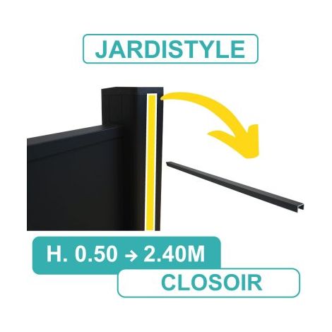 Cloture & Jardin – Closoir aluminium gris anthracite 2,6 mètres – Finition esthétique pour poteaux – Compatible avec clôtures aluminium – Garantie 10 ans (1/2)